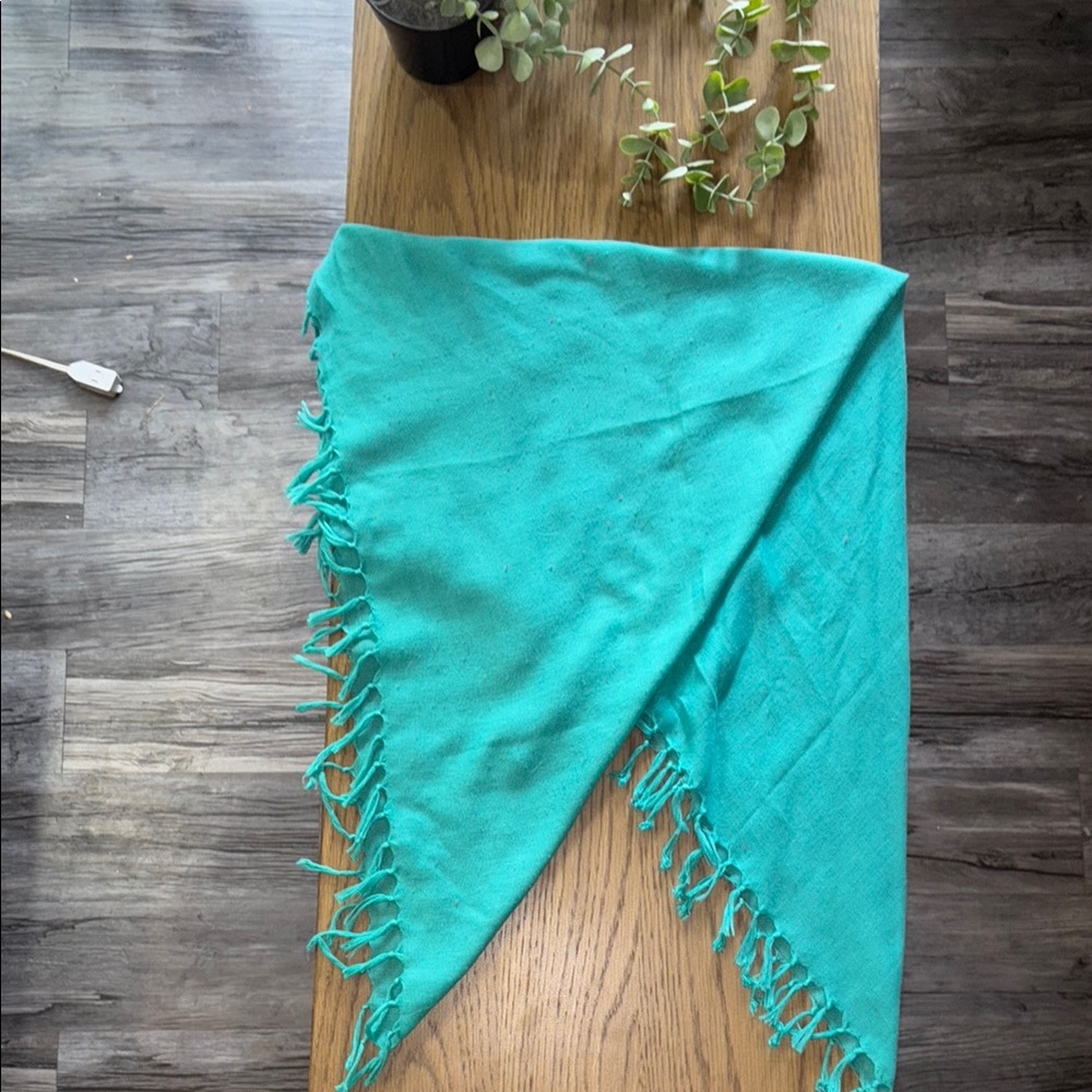Turquoise Fringed Scarf